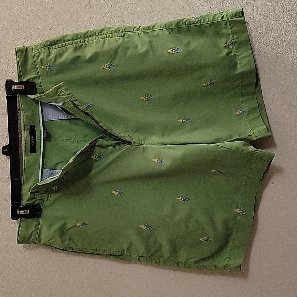 J. Crew Flat Front Shorts - Green - 33w - Picture 7 of 13
